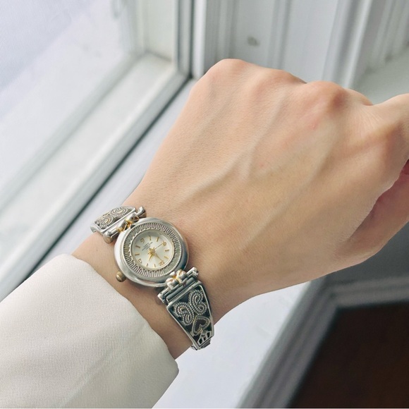 Silver-tone Watch with Intricate Band - Picture 4 of 4